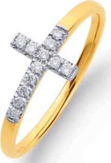 9ct-Diamond-Cross-Ring on sale