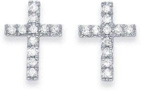9ct-Diamond-Cross-Stud-Earrings on sale
