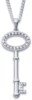 9ct-White-Gold-Diamond-Key-Pendant on sale