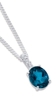 9ct-White-Gold-London-Blue-Topaz-Diamond-Pendant on sale