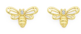9ct-Diamond-Bee-Stud-Earrings on sale