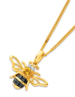Eliza-9ct-Citrine-Onyx-Bee-Pendant-with-Diamond on sale