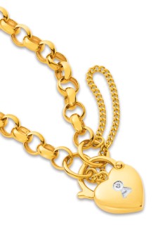 9ct-19cm-Diamond-Set-Padlock-Bracelet on sale