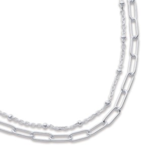 Sterling-Silver-45cm-Double-Strand-Ball-Cable-Chain on sale