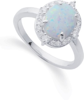 Sterling-Silver-Cubic-Zirconia-Created-Opal-Oval-Ring on sale
