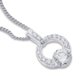 Sterling-Silver-Large-Cubic-Zirconia-on-Cubic-Zirconia-Circle-Pendant on sale