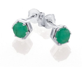 Sterling-Silver-Emerald-Hexagon-Studs on sale