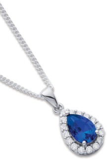 Sterling-Silver-Blue-Spinel-Cubic-Zirconia-Pendant on sale