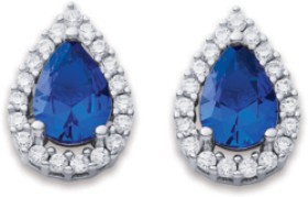 Sterling-Silver-Blue-Spinel-Cubic-Zirconia-Earrings on sale