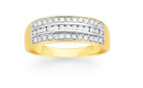 9ct-3-Row-Diamond-Ring on sale