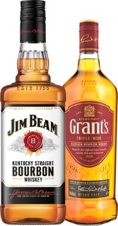 Jim-Beam-Bourbon-1125L-or-Grants-Scotch-Whisky-1L on sale