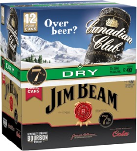 Canadian-Club-Dry-7-or-Jim-Beam-Gold-7-12-x-250ml-Cans on sale