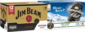 Jim-Beam-Gold-7-Zero-Sugar-or-Canadian-Club-Dry-Zero-Sugar-7-12-x-250ml-Cans on sale