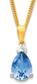 9ct-Created-Ceylon-Sapphire-Diamond-Pendant on sale