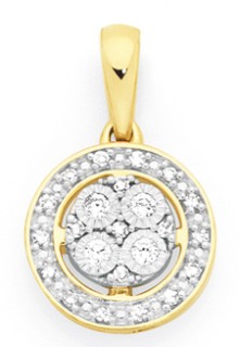 9ct-Two-Tone-Gold-Diamond-Round-Cluster-Pendant on sale