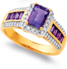 9ct-Amethst-Diamond-Ring on sale