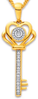 9ct-Diamond-Heart-Key-Pendant on sale