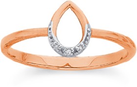 9ct-Rose-Gold-Diamond-Teardrop-Ring on sale