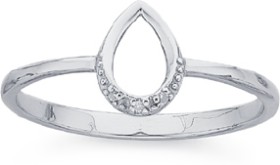 9ct-White-Gold-Diamond-Teardrop-Ring on sale