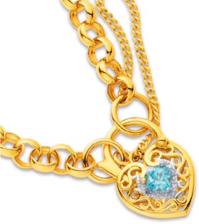 9ct-Blue-Topaz-Belcher-with-Diamond-Padlock-Bracelet on sale