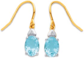 9ct-Sky-Blue-Topaz-Diamond-Oval-Cut-Chequered-Hook-Earrings on sale