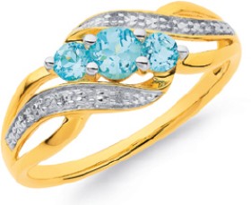 9ct-Blue-Topaz-Diamond-Ring on sale