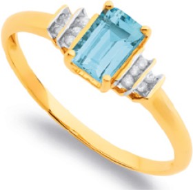 9ct-Blue-Topaz-with-Diamond-Ring on sale