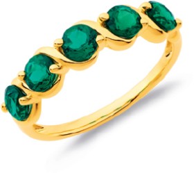 9ct-Created-Emerald-Diamond-Ring on sale