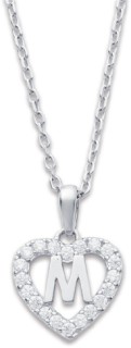 Sterling-Silver-Initial-M-in-Cubic-Zirconia-Heart-Pendant on sale