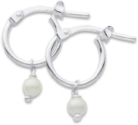 Sterling-Silver-Hoops-with-Pearl on sale