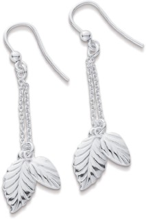 Sterling-Silver-Leaf-Hook-Earrings on sale