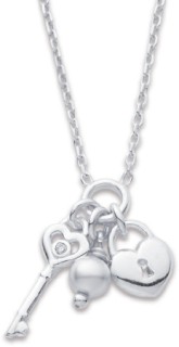 Sterling-Silver-Cubic-Zirconia-Key-Pearl-Necklet on sale