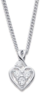 Sterling-Silver-Cubic-Zirconia-Heart-Necklet on sale