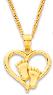 9ct-Heart-with-Baby-Feet-Pendant on sale