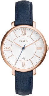 Fossil-Jacqueline-Rose-Ladies-Gold-Tone-Blue-Leather-Strap on sale