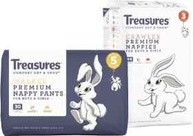 Treasures-Bulk-Nappies-30-54-Pack-or-Nappy-Pants-28-34-Pack on sale