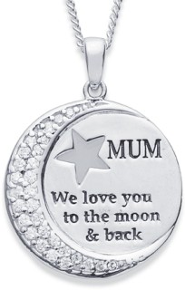 Sterling-Silver-Cubic-Zirconia-Moon-and-Star-Mum-Pendant on sale