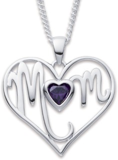 Sterling-Silver-Cubic-Zirconia-Mum-Heart-Pendant on sale