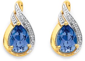 9ct-Created-Sapphire-Diamond-Earrings on sale