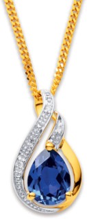 9ct-Created-Sapphire-Diamond-Pendant on sale