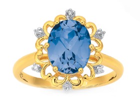 9ct-Created-Sapphire-Diamond-Fancy-Ring on sale