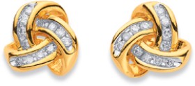 9ct-Diamond-Knot-Earrings on sale