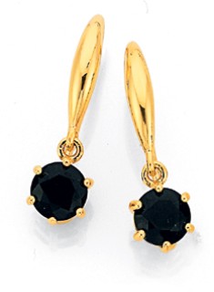 9ct-Black-Sapphire-Drop-Earrings on sale