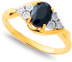 9ct-Oval-Shaped-Black-Sapphire-Diamond-Ring on sale