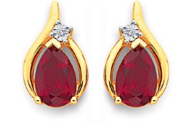 9ct-Created-Ruby-Diamond-Earrings on sale