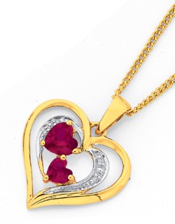 9ct-Created-Heart-Diamond-Pendant on sale