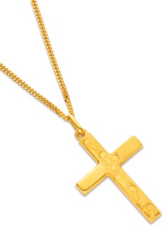 9ct-24mm-Footprints-Cross-Pendant-with-Verse-on-Back on sale