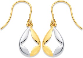 9ct-Two-Tone-Teardrop-Earrings on sale