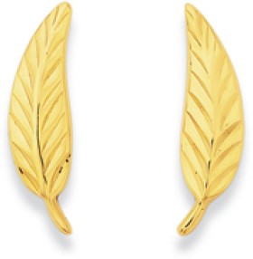 9ct-Diamond-Cut-Leaf-Stud-Earrings on sale