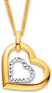 9ct-Two-Tone-Double-Heart-Pendant on sale